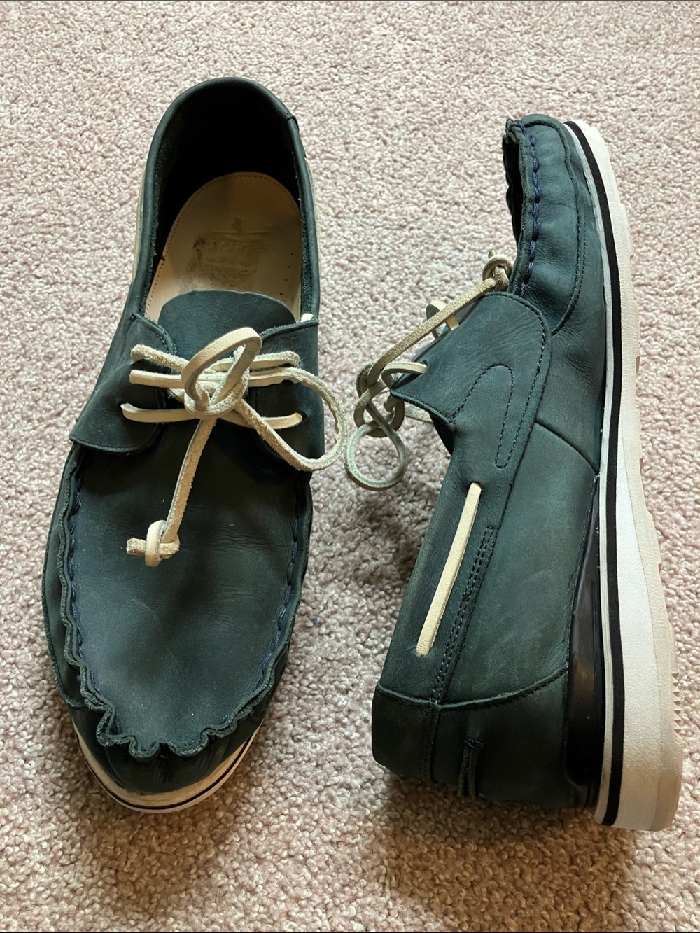 Men's Lace Boat Shoes in Navy/Grey with Contrast white Laces